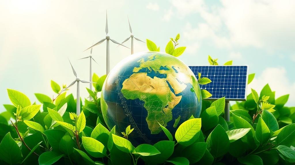 Planeta Terra com energia renovável e sustentabilidade
