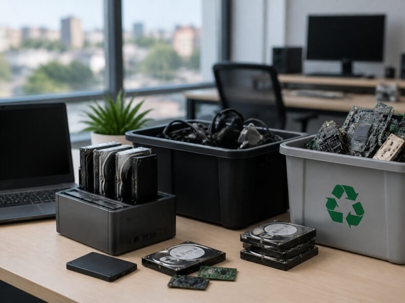 Serviço de lixo digital com coleta e descarte seguro de equipamentos eletrônicos