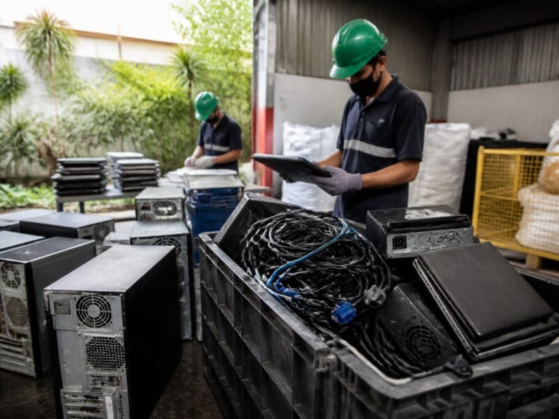 Equipamentos de lixo digital Classe II organizados para descarte seguro em Santo André