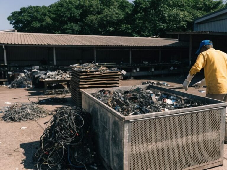 Processo de reciclagem de lixo eletrônico com separação de materiais recuperados